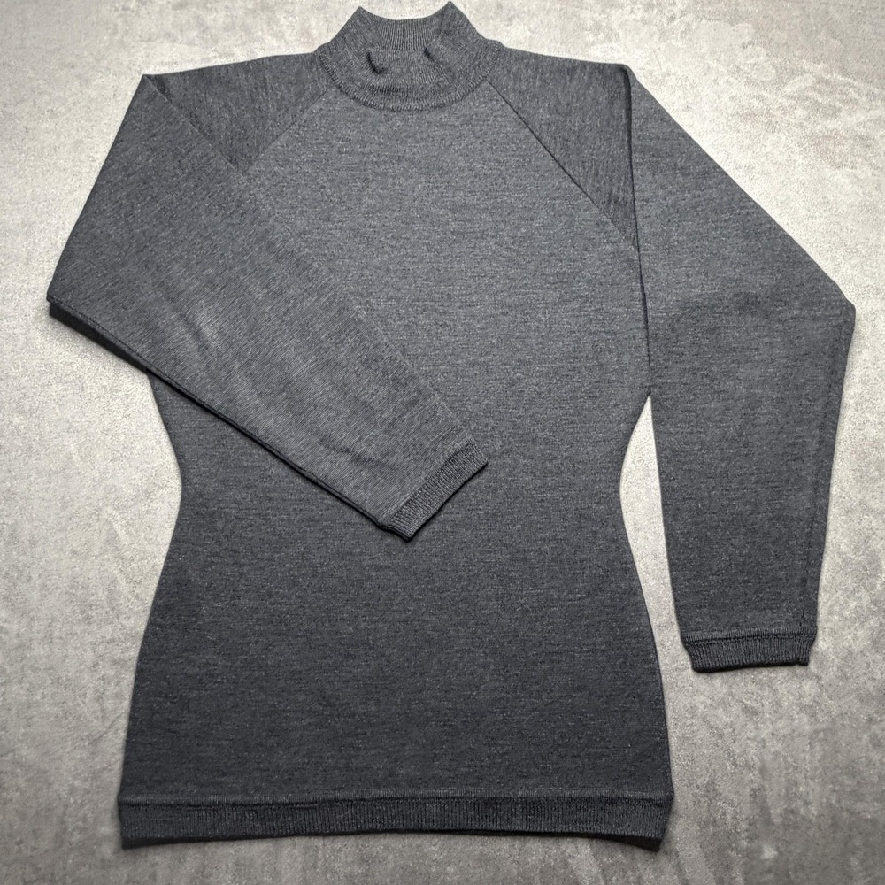 Vintage Carol Horn Knitware Sweater Womens Medium Gray Wool Mock Neck Raglan